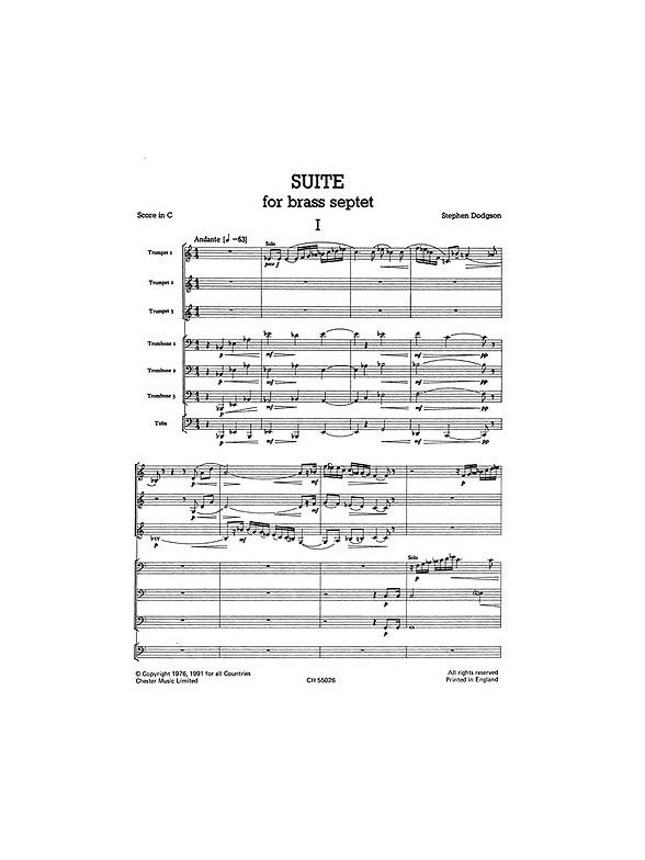 Stephen Dodgson - Suite For Brass Septet (Just Brass No.15)