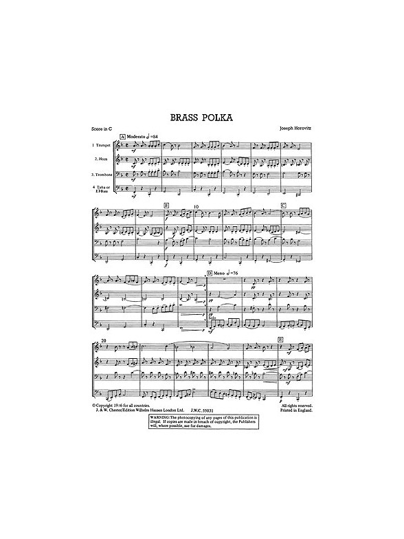 Joseph Horovitz: Brass Polka - Brass Quartet (Just Brass No.17)