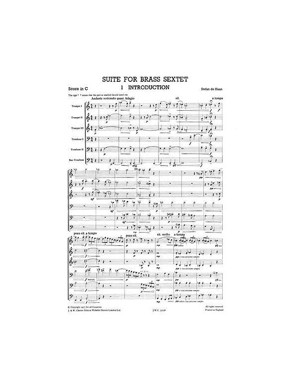 Jan De Haan: Suite For Brass Sextet (Just Brass No.24)