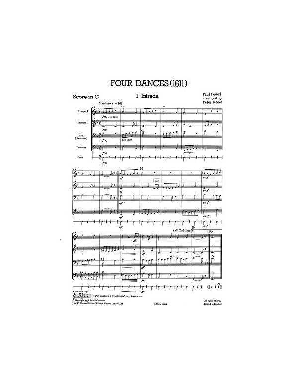 Paul Peuerl: Four Dances - Brass Quartet (Just Brass No.27)