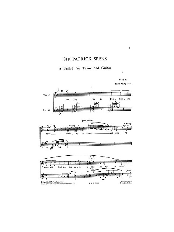 Musgrave: Sir Patrick Spens for Tenor with Guitar
