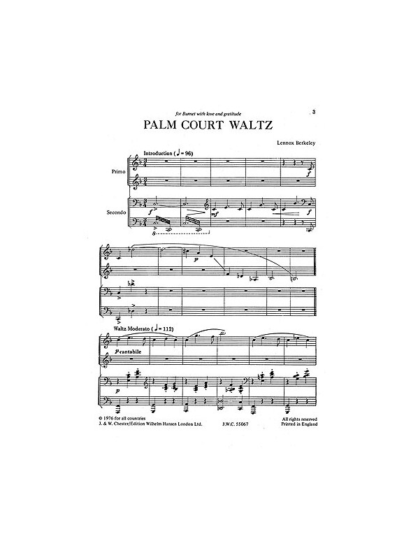 Lennox Berkeley: Palm Court Waltz Op.81 No.2a