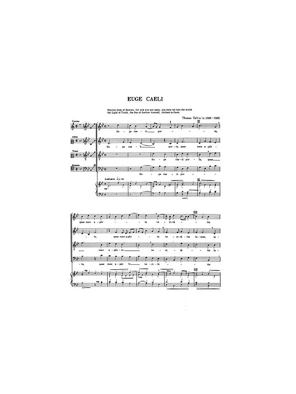 Tallis, T Euge Caeli Satb (From Chester Motet Book 2-english)
