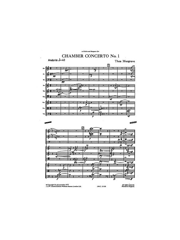 Thea Musgrave: Chamber Concerto No.1 For Nine Instruments (Full Score)