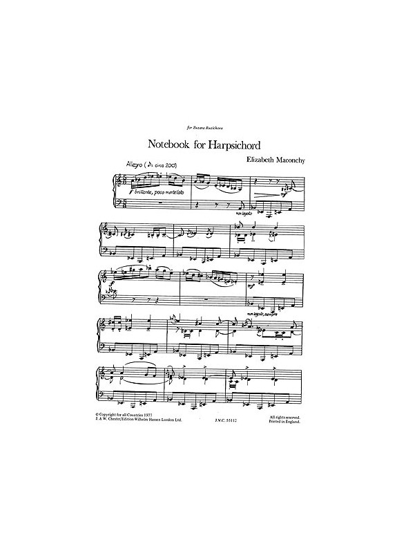 Elizabeth Maconchy Notebook For Harpsichord