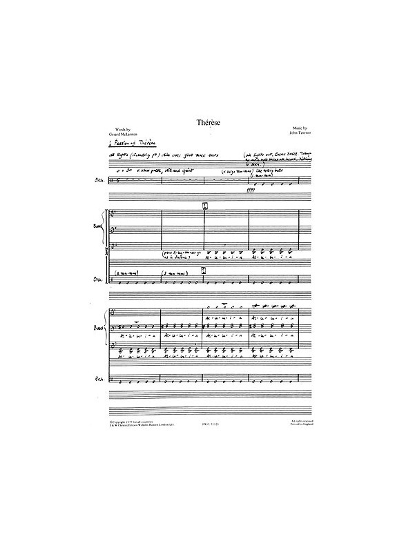 John Tavener: Therese (Vocal Score)