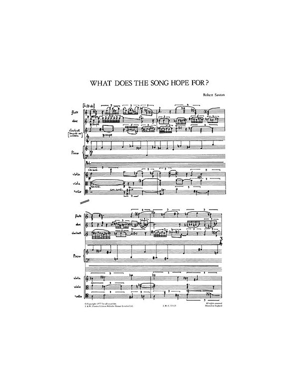 Robert Saxton: What Does The Song Hope For? (Study Score)