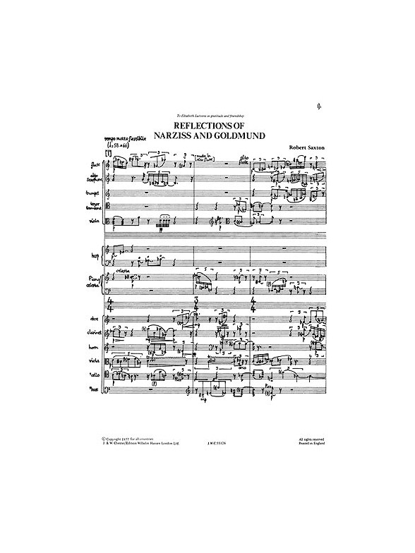 Robert Saxton: Reflections Of Narziss And Goldmund (Study Score)