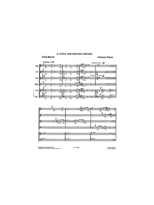 Anthony Payne: Little Whitsuntide Cantata for SATB Chorus