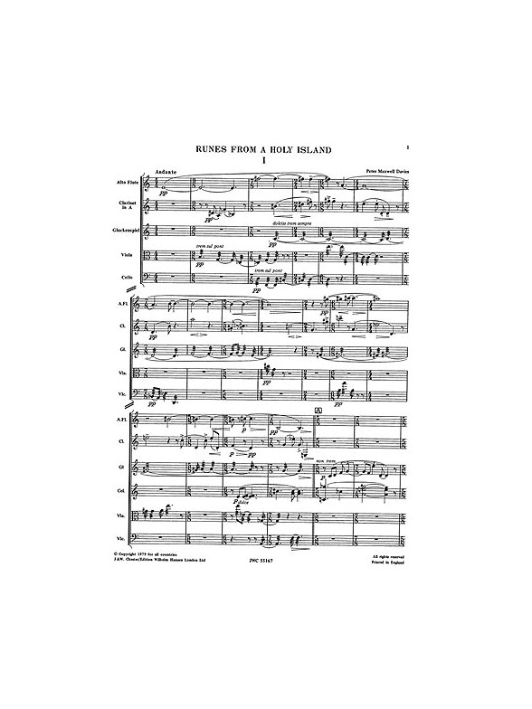 Peter Maxwell Davies: Runes From A Holy Island for 6 Players (Full Score)