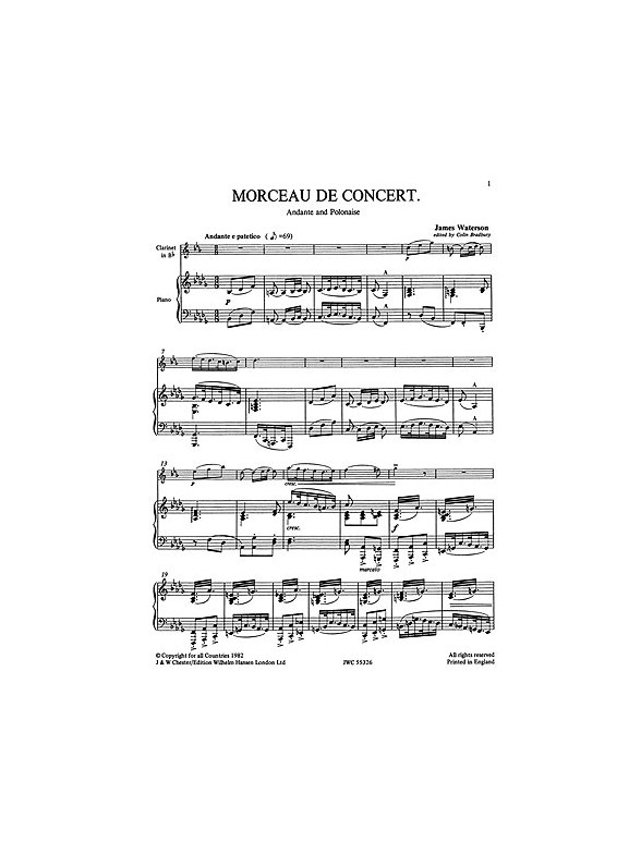 James Waterson: Morceau De Concert For Clarinet And Piano