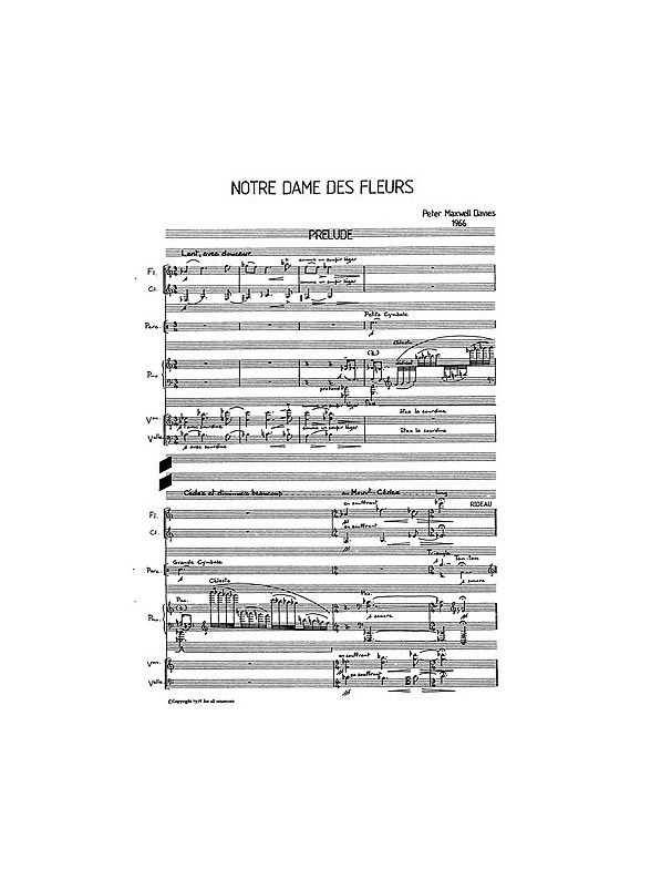 Maxwell Davies, P Notre Dame Des Fleurs Miniature Score
