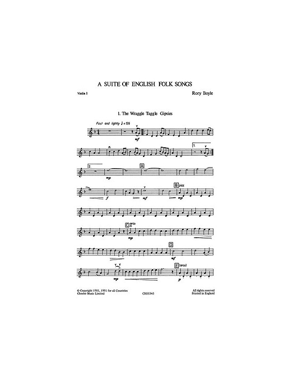 Playstrings Moderately Easy No. 1 Suite of English Folk Songs (Boyle)
