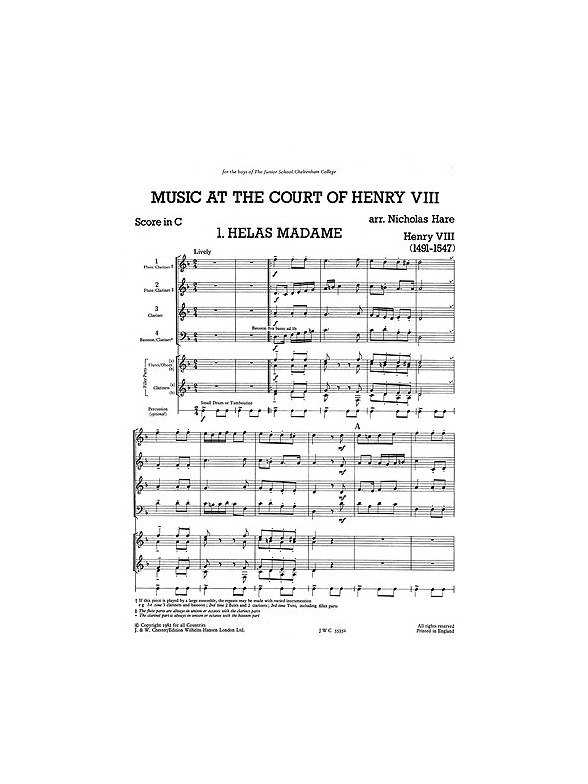Mixed Bag No.11: Nicholas Hare - Music At The Court Of Henry VIII (Score/Parts)