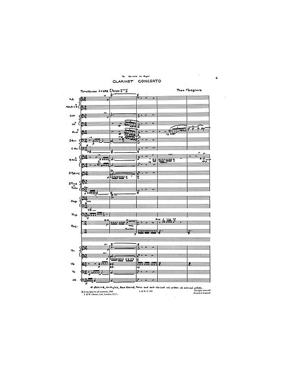 Thea Musgrave: Clarinet Concerto (Full Score)