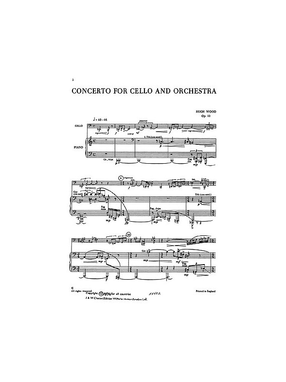 Hugh Wood: Cello Concerto Op.12 (Cello And Piano)