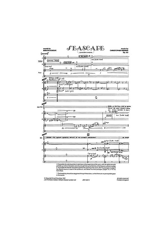 Christopher Brown: Seascape (Vocal Score)