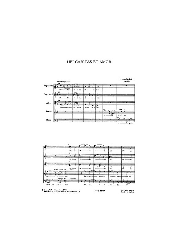 Lennox Berkeley: Ubi Caritas Et Amor Op.96 No.2