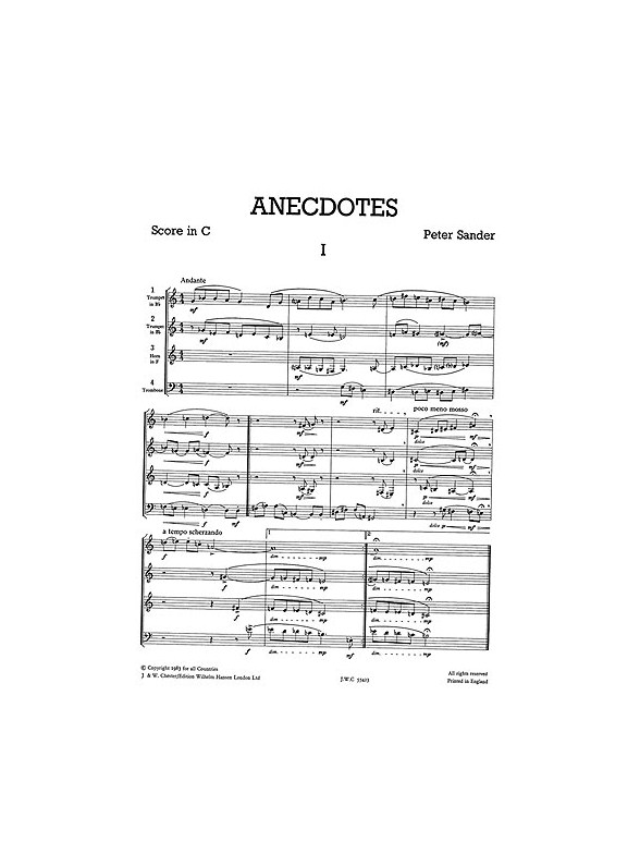 Peter Sander: Anecdotes - Brass Quartet (Just Brass No.47)