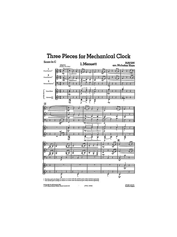 Mixed Bag No.14: Joseph Haydn - Three Pieces For Mechanical Clock (Score/Parts)