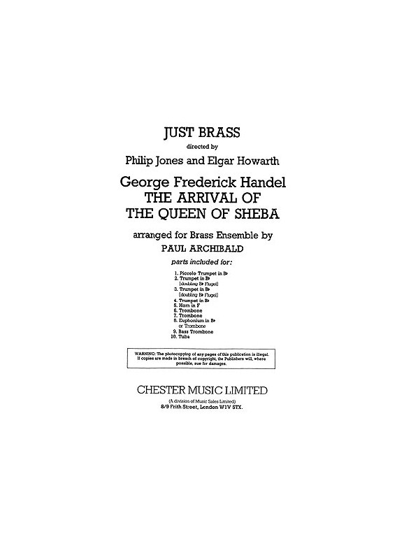 G.F. Handel: Arrival Of The Queen Of Sheba - Brass Ensemble (Just Brass)