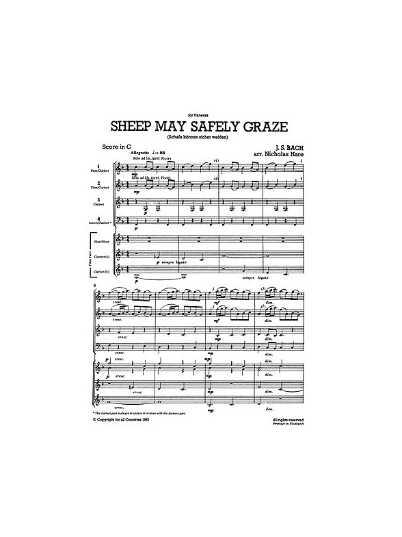 Mixed Bag No.17: J.S. Bach - Sheep May Safely Graze (Score/Parts)