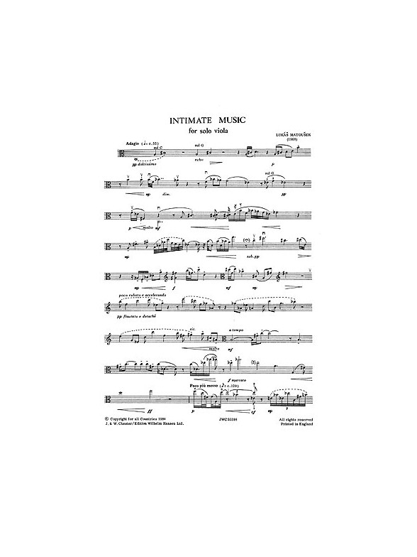 Matousek: Intimate Music for Viola Solo