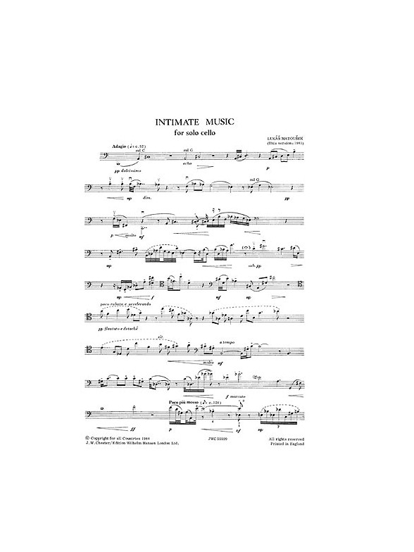 Matousek: Intimate Music for Cello Solo