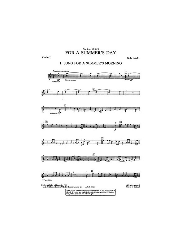 Playstrings No. 11 For A Summer?s Day (Knight)