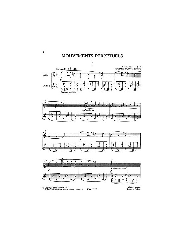 Poulenc: Mouvements Perpetuels for Two Guitars