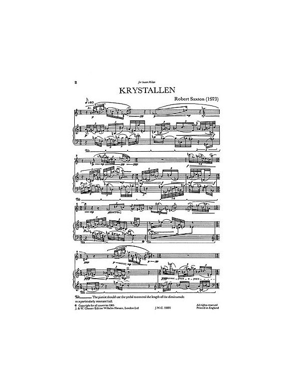 Robert Saxton: Krystallen For Flute And Piano