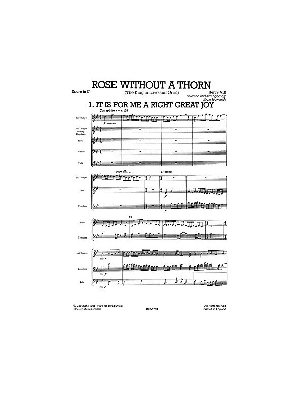 Henry VIII: Rose Without A Thorn - Brass Quintet (Just Brass No.51)