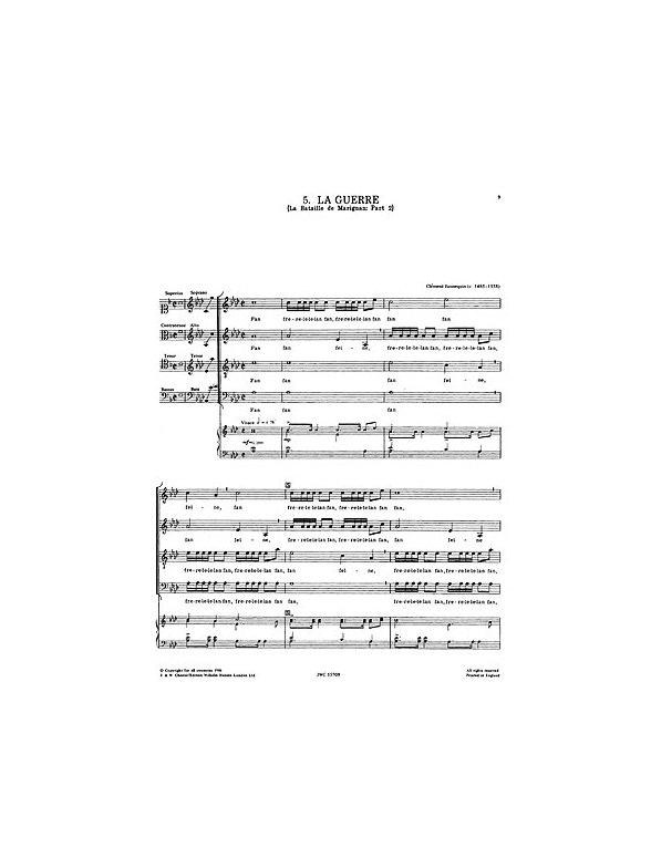 C Jannequin: La Guerre (La Bataille De Marignan-part 2) (SATB)