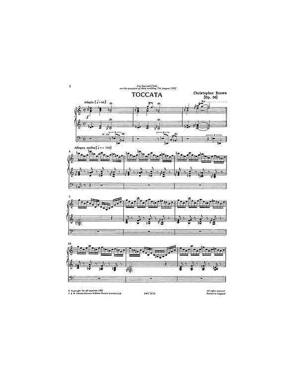 Christopher Brown: Toccata For Organ