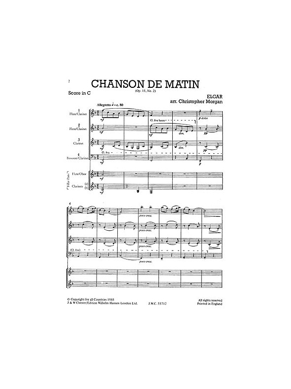 Mixed Bag No.25: Edward Elgar - Chanson De Matin (Score/Parts)