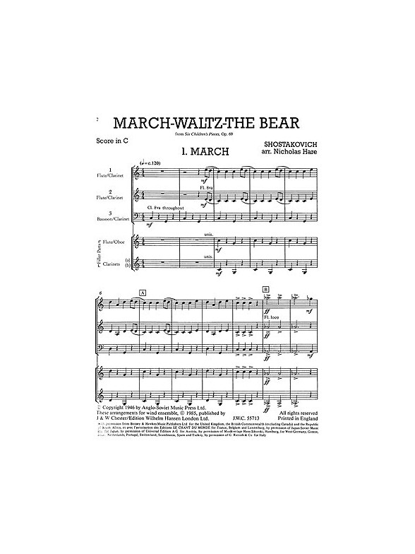 Mixed Bag No.24: Dmitri Shostakovich - March - Waltz - The Bear (Score/Parts)