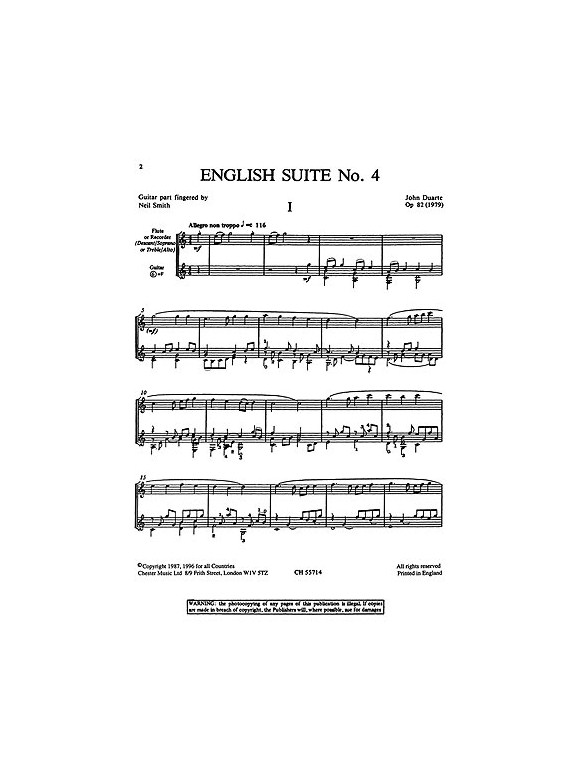 Duarte: English Suite No. 4 for Flute and Guitar