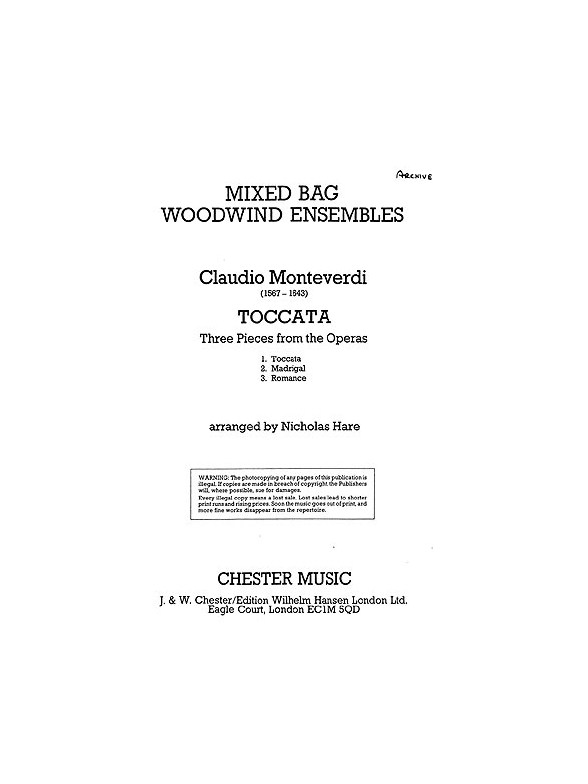 Mixed Bag No.28: Claudio Monteverdi - Toccata (Score/Parts)