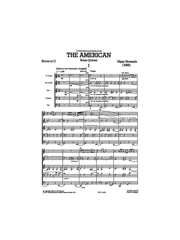 Elgar Howarth: The American (JB 53) Score And Parts