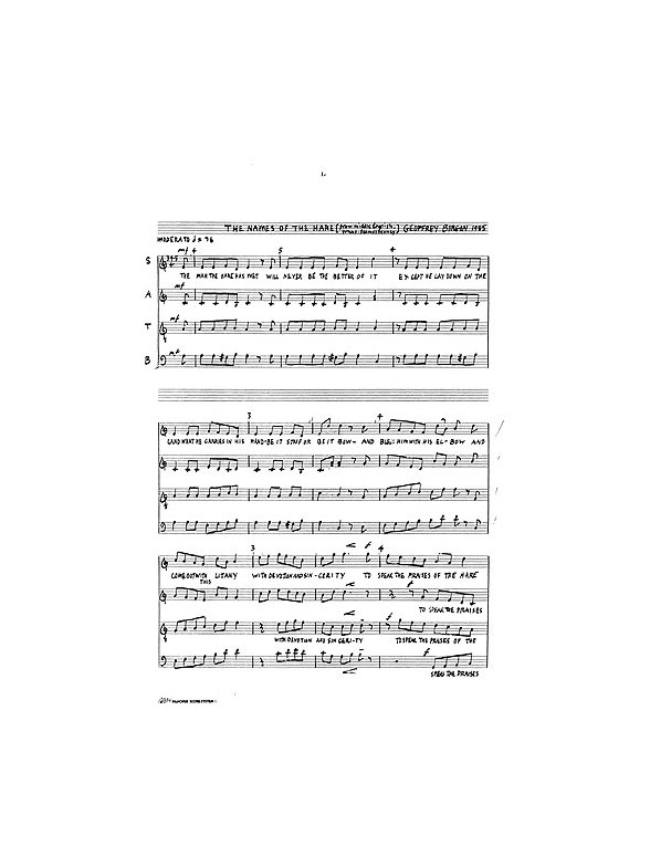 Burgon: The Names Of The Hare for Unaccompanied SATB Chorus
