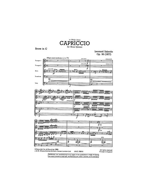 Salzedo: Capriccio Op.90 (Score and Parts)