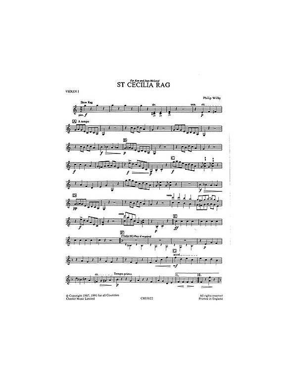 Playstrings Moderately Easy No. 14 St. Cecilia Rag (Wilby)