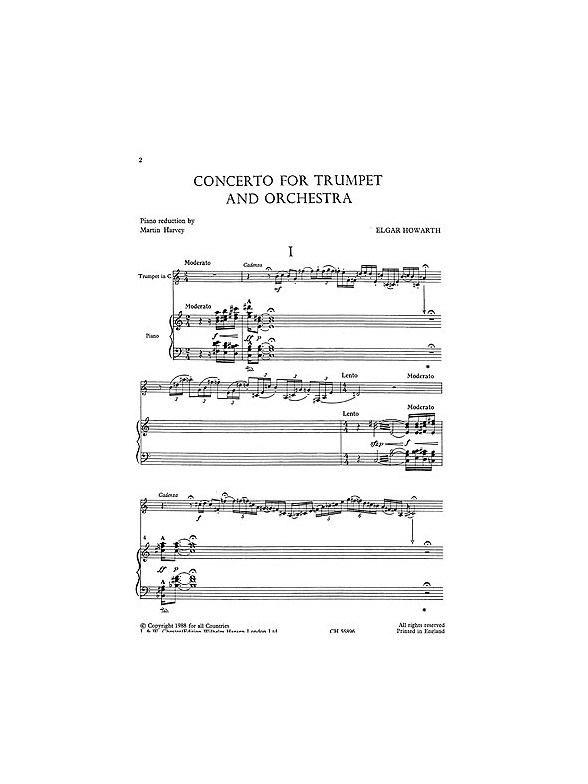 Howarth: Concerto For Trumpet And Orchestra (Piano Reduction)