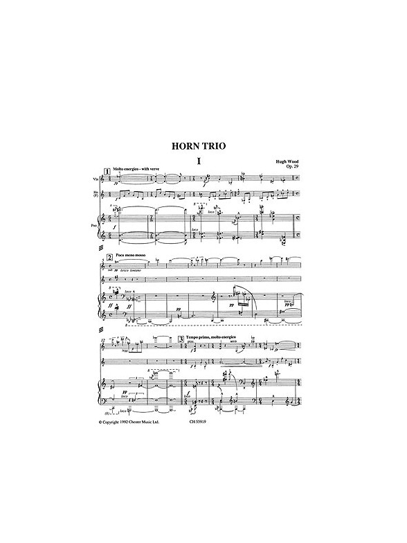 Hugh Wood: Horn Trio Op.29 (Score/Parts)