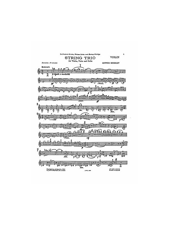 Lennox Berkeley: String Trio Op. 19 (Parts)