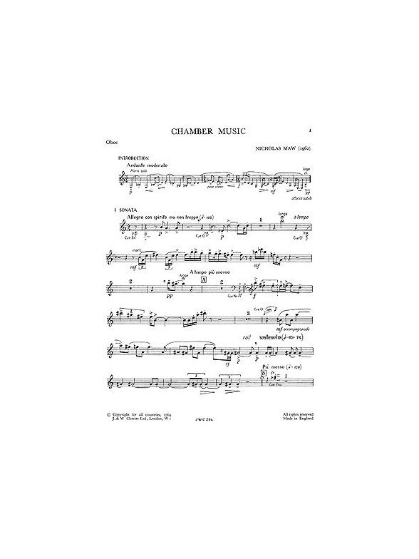 Nicholas Maw: Chamber Music (Parts)