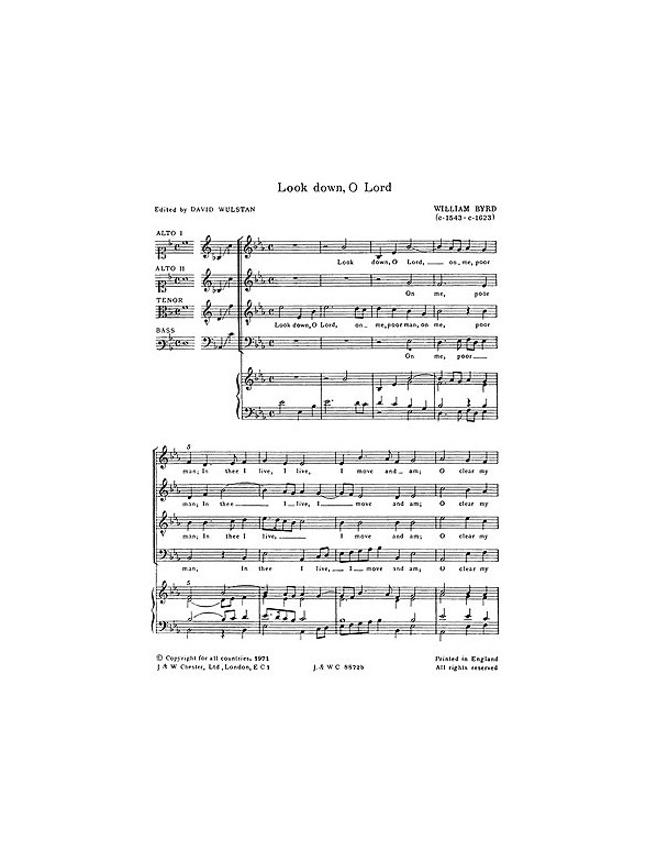 Byrd: Look Down O Lord for SATB Chorus