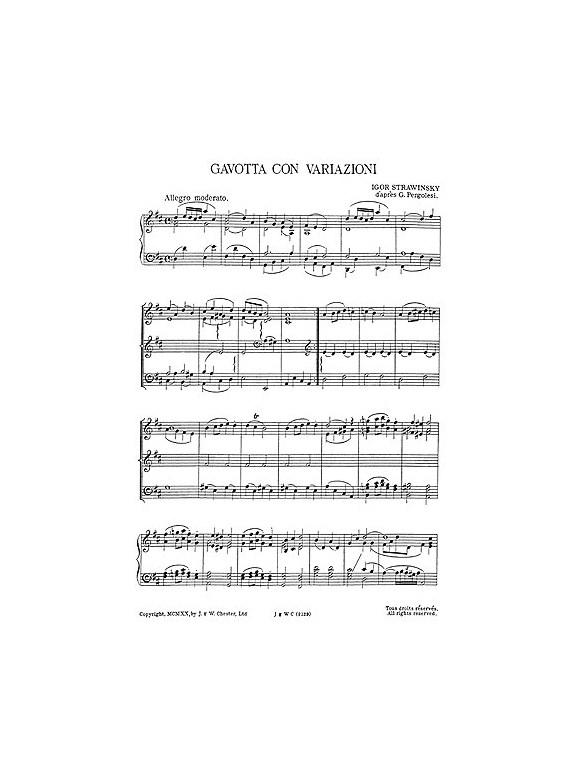 Igor Stravinsky: Gavotta Con Variazioni From Pulcinella for Piano