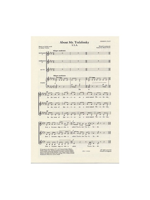 Witold Lutoslawski: About Mr Tralalinski Chorus Part