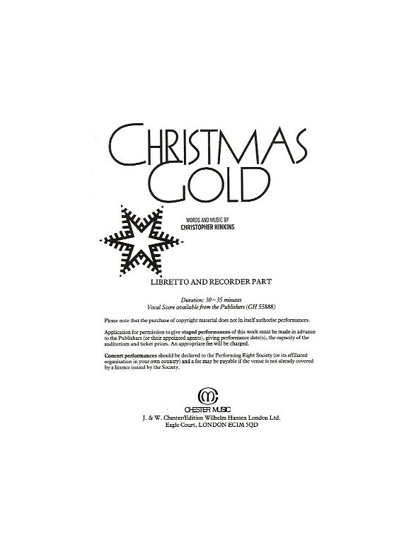 Christmas Gold Libretto and Recorder Part (10+ Copies)